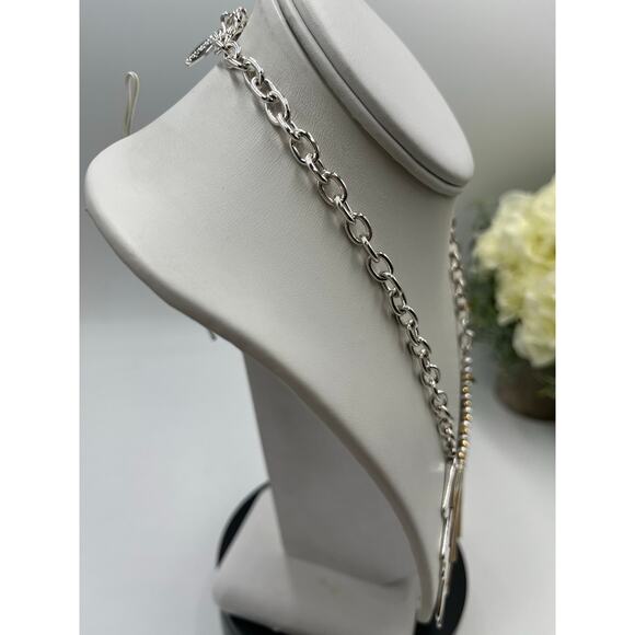 Natasha Signed Mixed Metal Color Fringe Waterfall Spike Bib Statement  Necklace - Picture 3 of 8